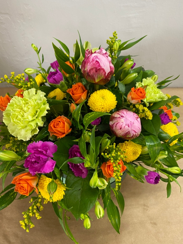 Bright Hatbox Arrangement