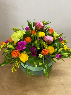 Bright Hatbox Arrangement